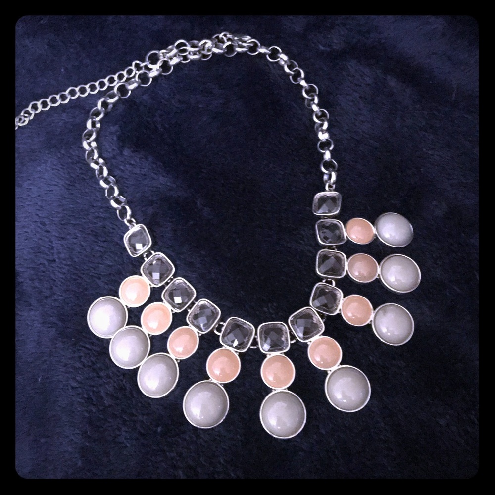Silver Jeweled Statement Necklace